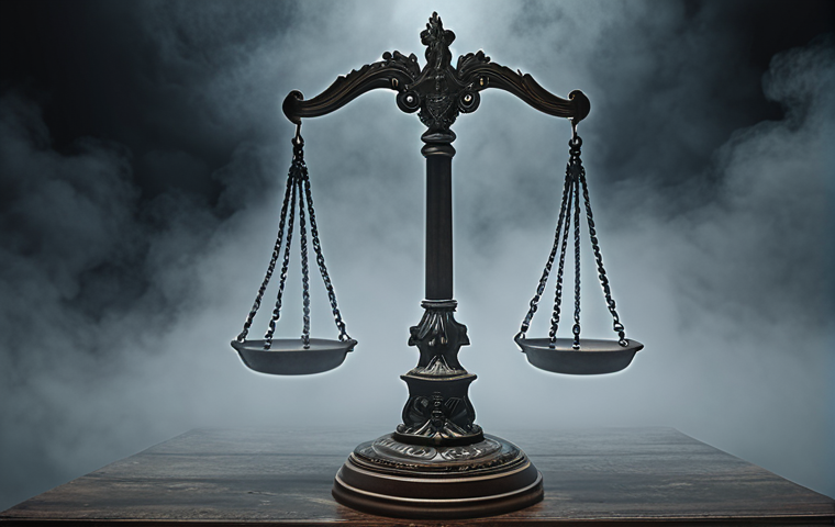 **Prompt:** "Scales of Justice obscured by a thick fog of confusing legal jargon. Ethereal, ominous atmosphere. Emphasize the ambiguity and potential for misinterpretation."